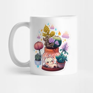 Cute kawaii cat, plants and pots pack Mug